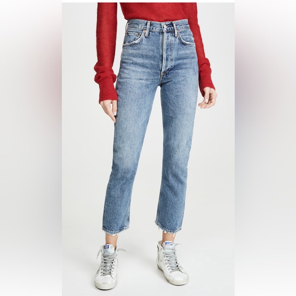 AGOLDE Riley High Rise Straight Crop Jeans in Size 25 Color Frequency